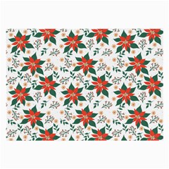 Large Christmas Poinsettias On White Large Glasses Cloth by PodArtist