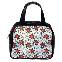 Large Christmas Poinsettias On White Classic Handbag (one Side) by PodArtist