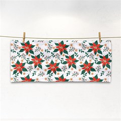 Large Christmas Poinsettias On White Hand Towel by PodArtist