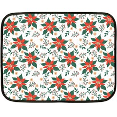 Large Christmas Poinsettias On White Fleece Blanket (mini) by PodArtist