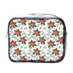 Large Christmas Poinsettias On White Mini Toiletries Bag (one Side)