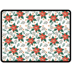 Large Christmas Poinsettias On White Fleece Blanket (large)  by PodArtist