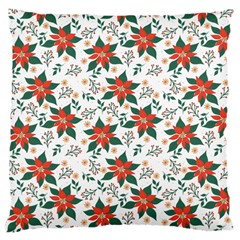 Large Christmas Poinsettias On White Large Cushion Case (two Sides) by PodArtist