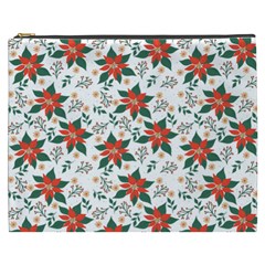 Large Christmas Poinsettias On White Cosmetic Bag (xxxl) by PodArtist