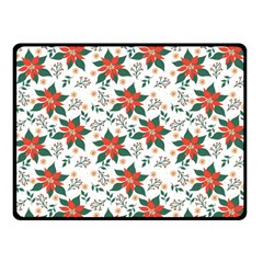 Large Christmas Poinsettias On White Double Sided Fleece Blanket (small)  by PodArtist