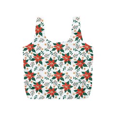 Large Christmas Poinsettias On White Full Print Recycle Bag (s) by PodArtist