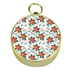 Large Christmas Poinsettias On White Gold Compasses by PodArtist