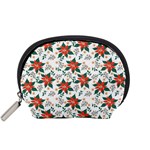 Large Christmas Poinsettias On White Accessory Pouch (Small) Front