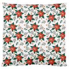 Large Christmas Poinsettias On White Large Flano Cushion Case (one Side) by PodArtist