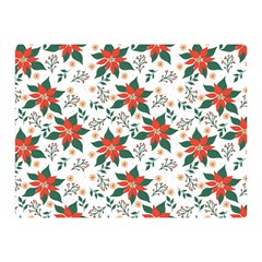 Large Christmas Poinsettias On White Double Sided Flano Blanket (mini) 