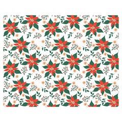 Large Christmas Poinsettias On White Double Sided Flano Blanket (medium) 