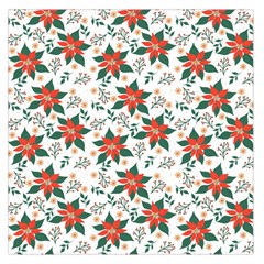 Large Christmas Poinsettias On White Large Satin Scarf (square) by PodArtist