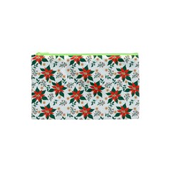 Large Christmas Poinsettias On White Cosmetic Bag (xs) by PodArtist