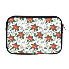 Large Christmas Poinsettias On White Apple Macbook Pro 17  Zipper Case by PodArtist