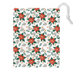 Large Christmas Poinsettias On White Drawstring Pouch (5xl) by PodArtist