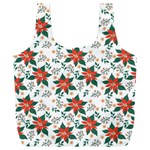 Large Christmas Poinsettias On White Full Print Recycle Bag (XXL) Front