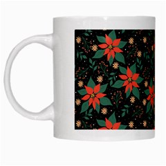 Large Christmas Poinsettias On Black White Mugs by PodArtist