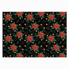 Large Christmas Poinsettias On Black Large Glasses Cloth by PodArtist