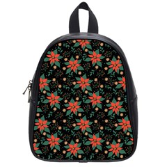 Large Christmas Poinsettias On Black School Bag (small) by PodArtist