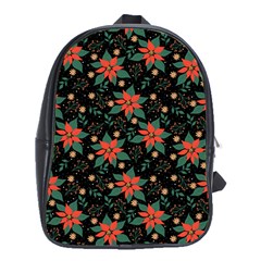 Large Christmas Poinsettias On Black School Bag (xl) by PodArtist