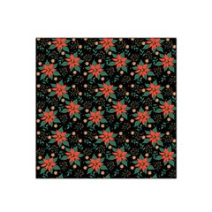 Large Christmas Poinsettias On Black Satin Bandana Scarf by PodArtist