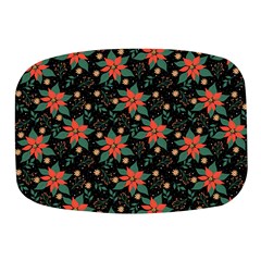 Large Christmas Poinsettias On Black Mini Square Pill Box by PodArtist