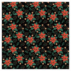 Large Christmas Poinsettias On Black Lightweight Scarf  by PodArtist