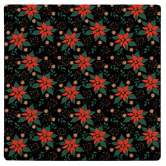 Large Christmas Poinsettias On Black Uv Print Square Tile Coaster 