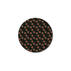 Medium Red Christmas Poinsettias On Black Golf Ball Marker by PodArtist