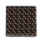 Medium Red Christmas Poinsettias on Black Memory Card Reader (Square 5 Slot) Front