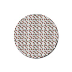 Small Red Christmas Poinsettias On White Rubber Coaster (round) by PodArtist