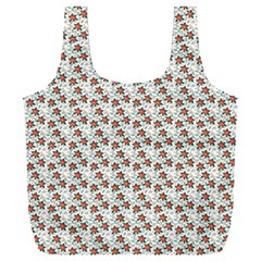 Small Red Christmas Poinsettias On White Full Print Recycle Bag (xxl)