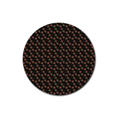 Small Red Christmas Poinsettias On Black Rubber Coaster (round) by PodArtist