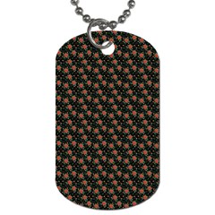 Small Red Christmas Poinsettias On Black Dog Tag (two Sides)