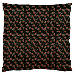 Small Red Christmas Poinsettias On Black Large Cushion Case (one Side) by PodArtist