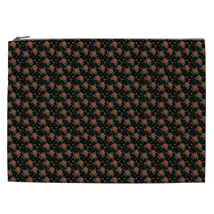 Small Red Christmas Poinsettias On Black Cosmetic Bag (xxl) by PodArtist