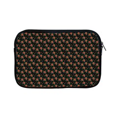 Small Red Christmas Poinsettias On Black Apple Ipad Mini Zipper Cases by PodArtist