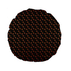 Small Red Christmas Poinsettias On Black Standard 15  Premium Flano Round Cushions