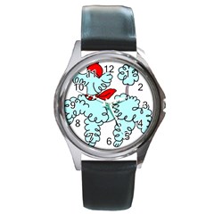 Doodle Poodle  Round Metal Watch by IIPhotographyAndDesigns