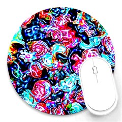 Neon Floral Round Mousepads by 3cl3ctix