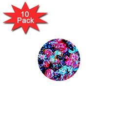 Neon Floral 1  Mini Buttons (10 Pack)  by 3cl3ctix