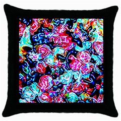 Neon Floral Throw Pillow Case (black) by 3cl3ctix