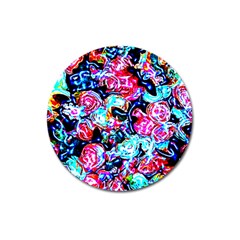 Neon Floral Magnet 3  (round) by 3cl3ctix