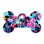 Neon Floral Dog Tag Bone (Two Sides) Front