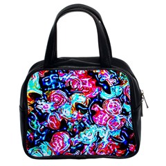 Neon Floral Classic Handbag (two Sides) by 3cl3ctix