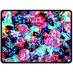 Neon Floral Fleece Blanket (large)  by 3cl3ctix