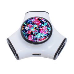 Neon Floral 3-port Usb Hub by 3cl3ctix