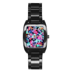 Neon Floral Stainless Steel Barrel Watch by 3cl3ctix