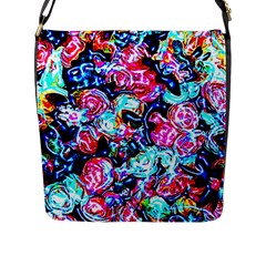 Neon Floral Flap Closure Messenger Bag (l) by 3cl3ctix