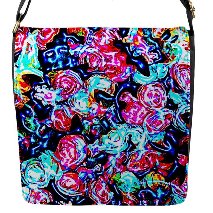 Neon Floral Flap Closure Messenger Bag (S)